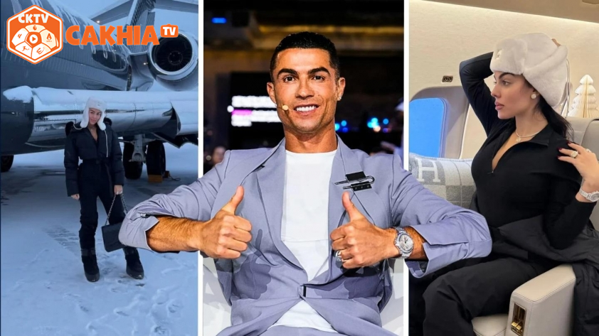 Ronaldo đã đưa bạn gái Georgina cùng các con đi du lịch bằng chuyên cơ mới (Ảnh: SportBible).